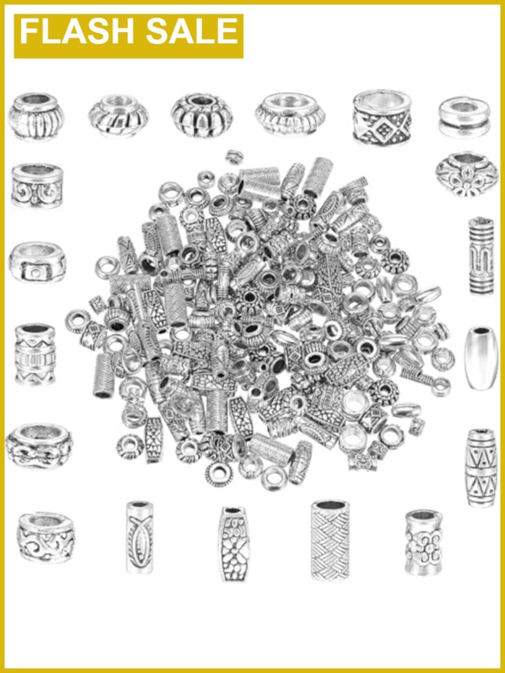200 Pcs Metal Spacer Beads for Jewelry Making, Tibetan Silver Beads Bulk